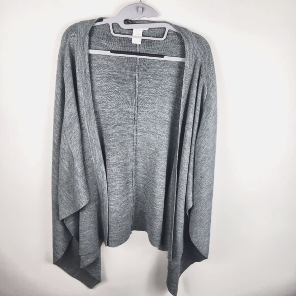 REBECCA MINKOFF MILANO CAPE HEATHER GREY OPEN FRONT CARDIGAN SWEATER WOOL OS NWT - Picture 3 of 10